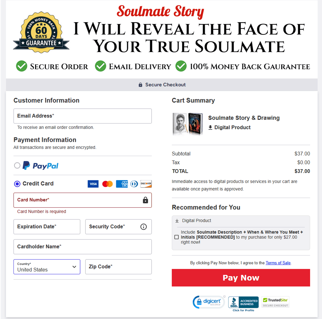 Soulmate Story Checkout